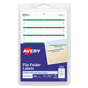 Avery Printable 4" x 6" - Permanent File Folder Labels, 0.69 x 3.44, White, 7/Sheet, 36 Sheets/Pack, (5203)
