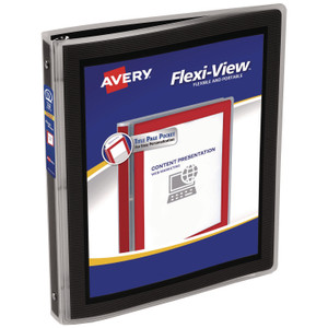 Avery Flexi-View Binder with Round Rings, 3 Rings, 0.5" Capacity, 11 x 8.5, Black