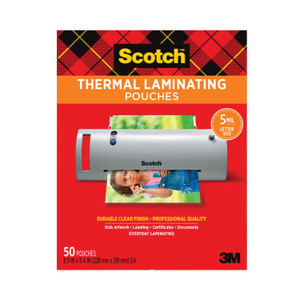 Scotch Laminating Pouches, 5 mil, 9" x 11.5", Gloss Clear, 50/Pack (MMMTP585450) View Product Image