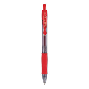Pilot G2 Premium Gel Pen, Retractable, Bold 1 mm, Red Ink, Smoke/Red Barrel, Dozen