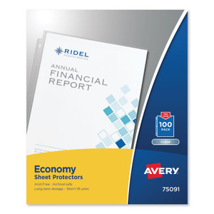 Avery Top-Load Sheet Protector, Economy Gauge, Letter, Clear, 100/Box