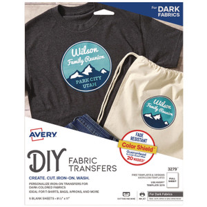 Avery Fabric Transfers for Dark-Colored Fabrics, 8.5 x 11, White, 5/Pack