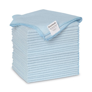 Boardwalk Microfiber Cleaning Cloths, 16 x 16, Blue, 24/Pack BWK16BLUCLOTHV2