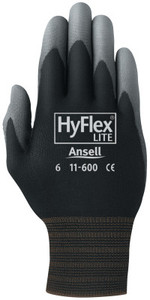 Hyflex 11-600 Blk Lt Wght Assemb Pu/Coat Sz 7 (012-11-600-7-Bk)