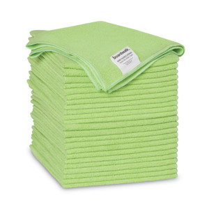 Boardwalk Microfiber Cleaning Cloths, 16 x 16, Green, 24/Pack BWK16GRECLOTHV2
