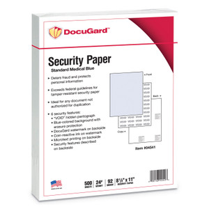 DocuGard Medical Security Papers, 24 lb Bond Weight, 8.5 x 11, Blue, 500/Ream PRB04541 (PRB04541) View Product Image