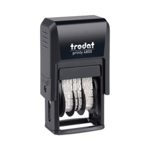 Trodat Printy Economy Micro 5-in-1 Date Stamp with Text Plates, Self-Inking, 1" x 0.75", Blue/Red (USSE4850L) View Product Image