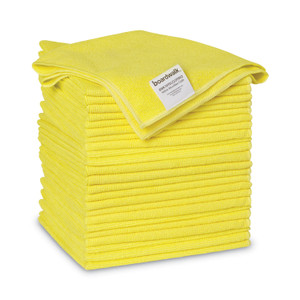 Boardwalk Microfiber Cleaning Cloths, 16 x 16, Yellow, 24/Pack BWK16YELCLOTHV2