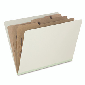 AbilityOne 7530015726207, SKILCRAFT Classification Folder, 3" Expansion, 3 Dividers, 8 Fasteners, Letter Size, Green Exterior, 10/Pack