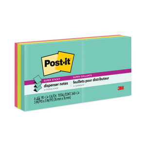 Post-it Dispenser Notes Super Sticky Pop-up 3 x 3 Note Refill, 3" x 3", Supernova Neons Collection Colors, 90 Sheets/Pad, 6 Pads/Pack