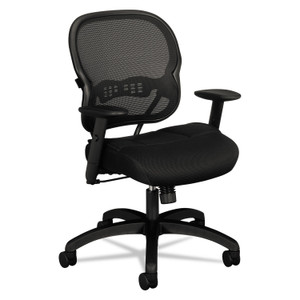 HON Wave Mesh Mid-Back Task Chair, Supports Up to 250 lb, 18" to 22.25" Seat Height, Black