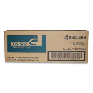 Kyocera TK582C High-Yield Toner, 2,800 Page-Yield, Cyan