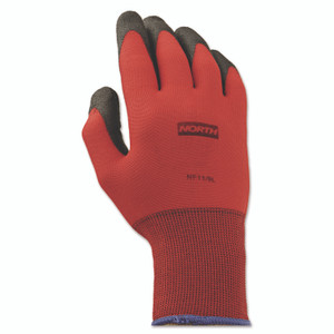 North Safety NorthFlex Red Foamed PVC Gloves, Red/Black, Size 9/Large, 12 Pairs