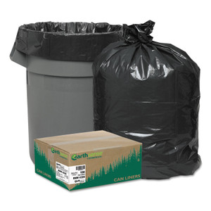 Earthsense Commercial Linear Low Density Recycled Can Liners, 56 gal, 2 mil, 43" x 47", Black, 10 Bags/Roll, 10 Rolls/Carton (WBIRNW4320) View Product Image
