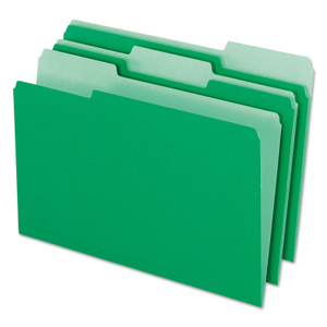Pendaflex Interior File Folders, 1/3-Cut Tabs: Assorted, Legal Size, Green, 100/Box