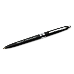 AbilityOne 7520013861604 SKILCRAFT Recycled Ballpoint Pen, Retractable, Medium 1 mm, Black Ink, Black Barrel, Dozen (NSN3861604) View Product Image