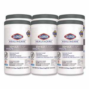 Clorox Healthcare VersaSure Cleaner Disinfectant Wipes, 1-Ply, 6 x 5, Fragranced, White, 150/Canister, 6 Canisters/Carton