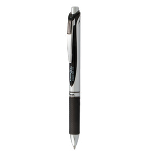 Pentel EnerGel RTX Gel Pen, Retractable, Medium 0.7 mm, Black Ink, Black/Silver Barrel, Dozen (PENBL77PC12A1) View Product Image