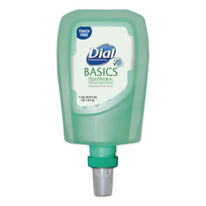 Dial Professional Basics Hypoallergenic Foaming Hand Wash Refill for FIT Touch Free Dispenser, Honeysuckle Scent, 1 L, 3/Carton