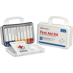 First Aid Only ANSI 10-unit First Aid Kit - 64 x Piece(s) - 4.6" Height x 7.7" Width x 2.4" Depth - Plastic Case - White