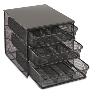 Safco 3 Drawer Hospitality Organizer, 7 Compartments, 11.5 x 8.25 x 8.25, Black