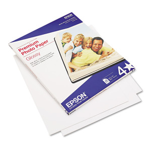 Epson Premium Photo Paper, 10.4 mil, 8.5 x 11, High-Gloss Bright White, 25/Pack (EPSS042183) View Product Image