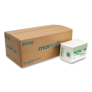 Morcon Tissue Morsoft Beverage Napkins, 9 x 9/4, White, 500/Pack, 8 Packs/Carton (MORB8500) View Product Image