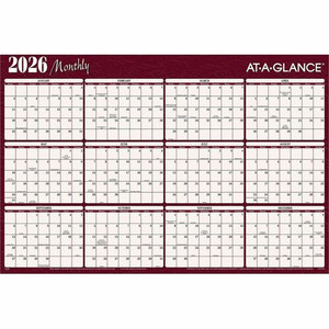 At-A-Glance Horizontal Reversible Erasable Wall Calendar - Extra Large - Yearly - 12 Month - January 2026 to December 2026 - 48" x 32" Sheet Size