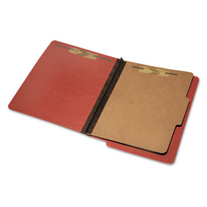 AbilityOne 7530015907107, SKILCRAFT End Tab Classification Folders, 2" Expansion, 1 Divider, 4 Fasteners, Letter Size, Earth Red, 10/Box