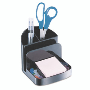 Officemate Recycled Desktop Supplies Organizer, 5 Compartments, Plastic, 5.38 x 6.75 x 5, Black