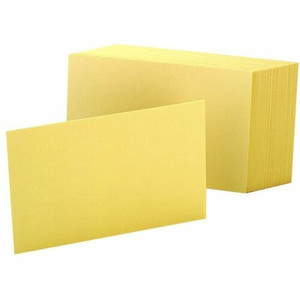 Oxford Colored Blank Index Cards - 100 Sheets - Plain - 4" x 6" Sheet Size - Canary Paper - Durable