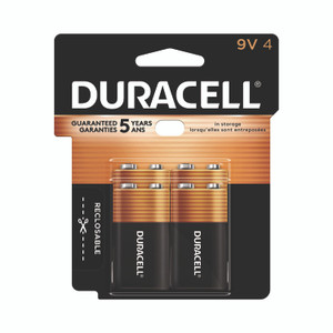 Duracell CopperTop Alkaline 9V Batteries, 4/Pack