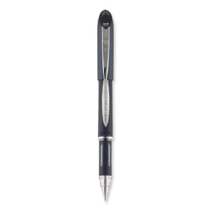 uniball Jetstream Hybrid Gel Pen, Stick, Fine 0.7 mm, Black Ink, Black/Silver Barrel