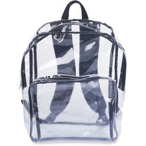 Tatco Carrying Case (Backpack) Notebook - Clear, Black - Vinyl Body - Shoulder Strap - 17.5" Height x 14.3" Width x 5.5" Depth