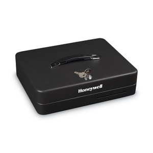 Honeywell Deluxe Cash Security Box, 11.8 x 9.4 x 3.7, Steel, Black