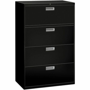 HON Brigade 600 H684 Lateral File - 53.3" Height x 36" Width x 19.3" Depth - 4 - Finish: Black