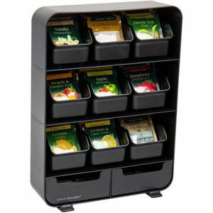 Mind Reader EMS Mind Tea Organizer - 135 x Tea Bag - 9 Drawer(s) - Black - Plastic, Rubber
