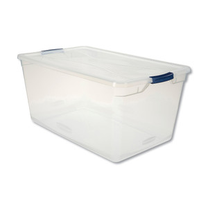 Rubbermaid Clever Store Basic Latch-Lid Container, 95 qt, 17.75" x 29" x 13.25", Clear (UNXRMCC950001) View Product Image