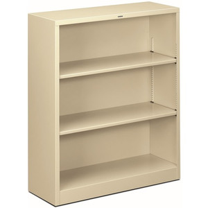 HON Brigade Steel Bookcase | 3 Shelves | 34-1/2"W | Putty Finish - 3 Shelf(ves) - 41" Height x 34.50" Width x 12.62" Depth - Adjustable Shelf, Reinforced, Welded, Durable, Compact - Steel