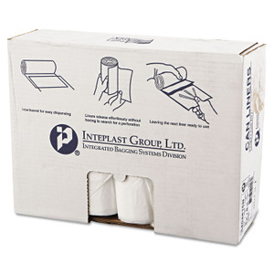 Inteplast Group High-Density Interleaved Commercial Can Liners, 45 gal, 16 mic, 40" x 48", Clear, 25 Bags/Roll, 10 Rolls/Carton (IBSS404816N) View Product Image