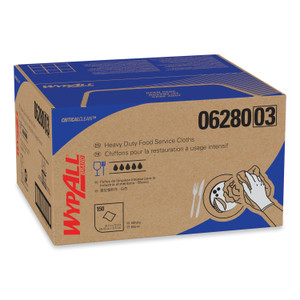 WypAll X80 Foodservice Towel, Kimfresh Antimicrobial Hydroknit, 12 x 23.4, Unscented, White/Blue Stripe, 150/Carton