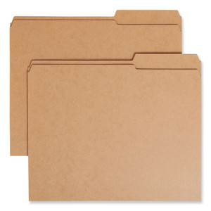 Smead Guide Height Reinforced Heavyweight Kraft File Folder, 2/5-Cut Tabs: Right of Center, Letter, 0.75" Expansion, Brown, 100/Box (SMD10786) View Product Image