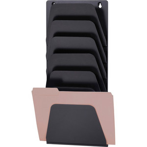 Officemate Wall File Holder - 7 Compartment(s) - 22.38" Height x 9.50" Width x 2.88" Depth - Black - Plastic
