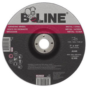 B-LINE ABRASIVES - 7 X 1/4 B-LINE T27 GRINDING WHEEL A24R 7/8 A.H.  - 903-27RC7478 (10 EA = 1 BX)