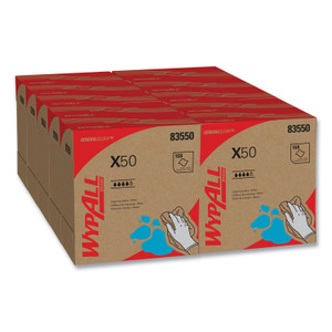 WypAll X50 Cloths, POP-UP Box, 12.5 x 9.1, White, 168/Box, 10 Boxes/Carton (KCC83550) View Product Image