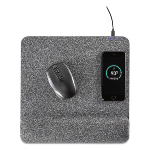 Allsop Powertrack Plush Wireless Charging Mouse Pad with Wrist Rest, 11.8 x 11.6, Gray