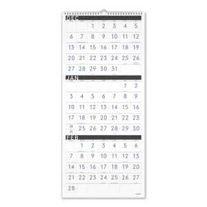 AT-A-GLANCE Three-Month Reference Wall Calendar, Contemporary Artwork/Formatting, 12 x 27, White Sheets, 15-Month (Dec-Feb): 2023 to 2025 View Product Image