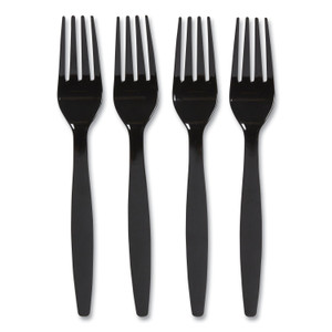 Perk Heavyweight Plastic Cutlery, Fork, Black, 100/Pack View Product Image