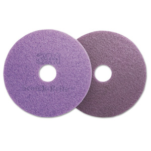 Scotch-Brite Diamond Floor Pads, 20" Diameter, Purple, 5/Carton (MMM08418) View Product Image
