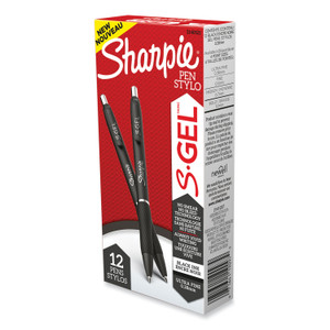Sharpie S-Gel S-Gel High-Performance Gel Pen, Retractable, Extra-Fine 0.38 mm, Black Ink, Black Barrel, Dozen